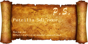 Petrilla Sándor névjegykártya