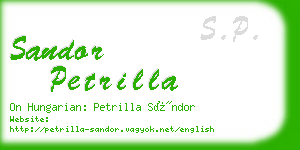 sandor petrilla business card